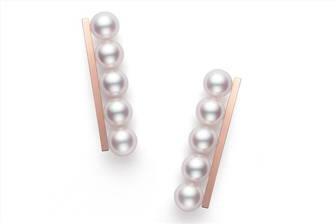 原创18k金珍珠耳钉定制批发女士黄金真金耳环加工定制MISSG个性高档珠宝生产厂家