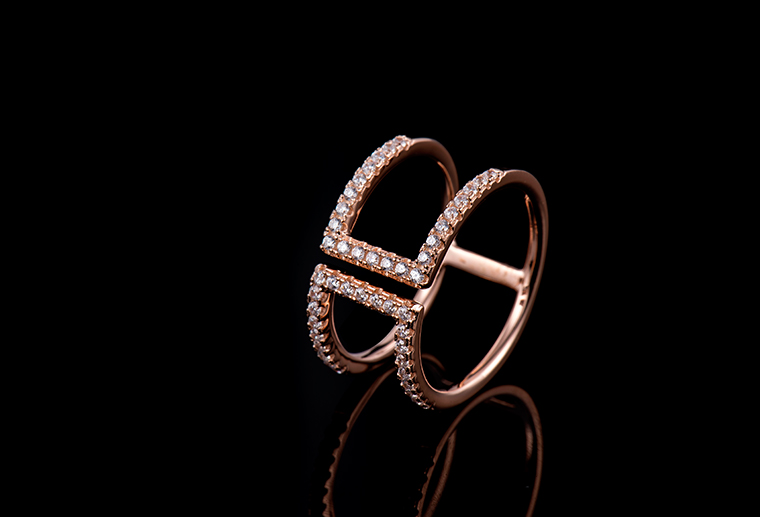 S925银链接双指环戒指 时尚流行饰品韩国风创意指环首饰定制