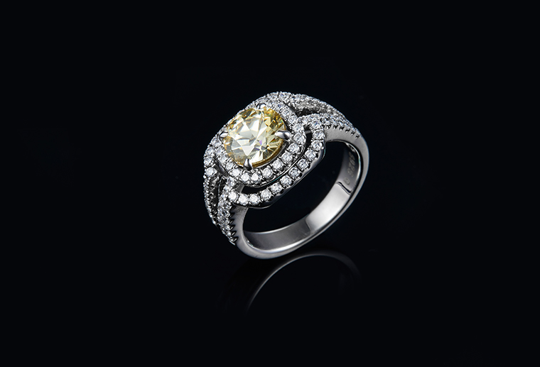欧美设计绿锆纯银戒指S925银戒子外贸首饰银饰品广州MISSG珠宝厂家直销