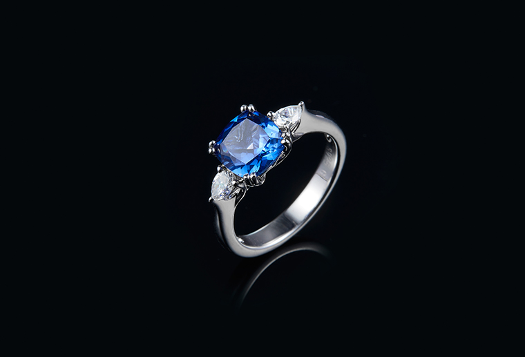 广州MISSG珠宝厂家批蓝宝石戒子925纯银戒指欧美时尚银饰定制代加