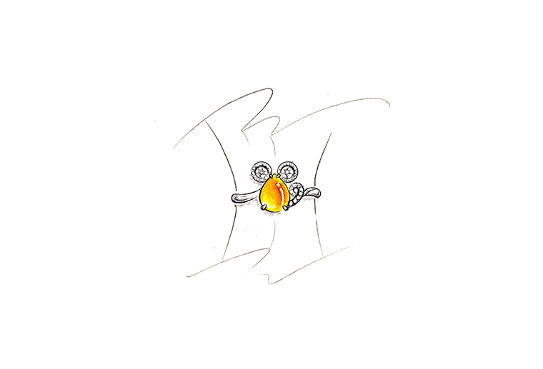 原创设计手绘作品可爱小老鼠925银饰品戒指加工定制MISSG珠宝首饰厂