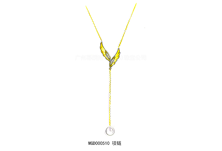 MISSG珠宝原创设计款式天使翅膀吊坠项链925银饰品加工定制首饰厂